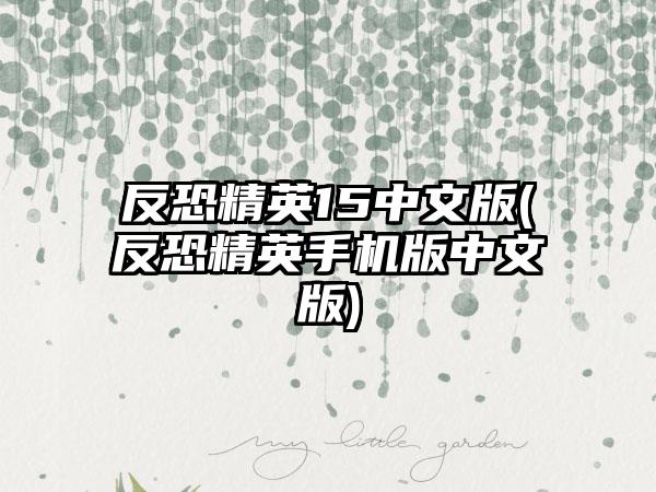 反恐精英15中文版(反恐精英手机版中文版)