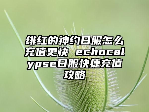 绯红的神约日服怎么充值更快 echocalypse日服快捷充值攻略