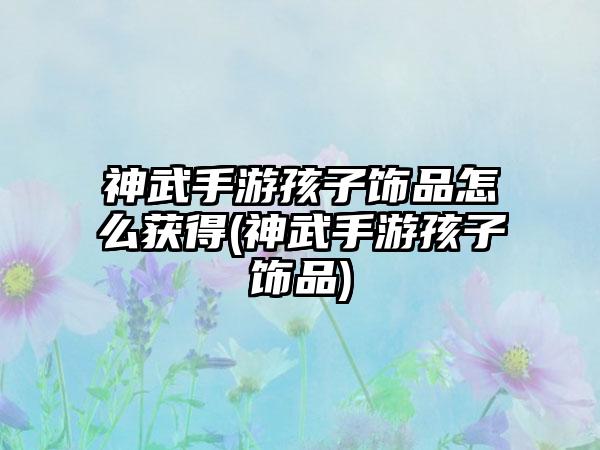 神武手游孩子饰品怎么获得(神武手游孩子饰品)