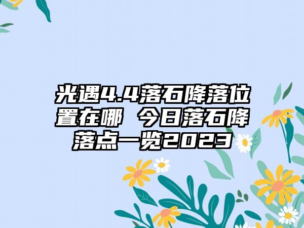 光遇4.4落石降落位置在哪 今日落石降落点一览2023