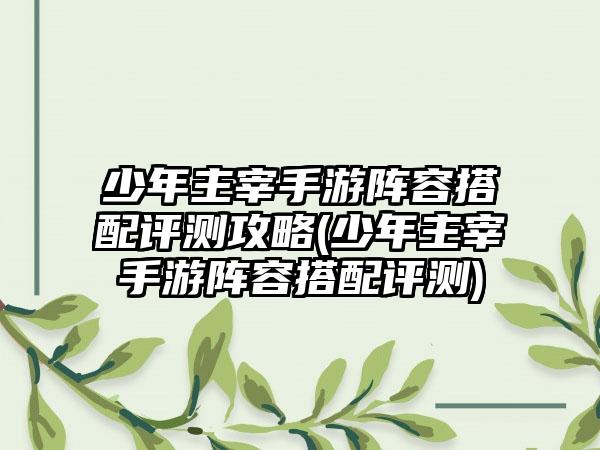 少年主宰手游阵容搭配评测攻略(少年主宰手游阵容搭配评测)