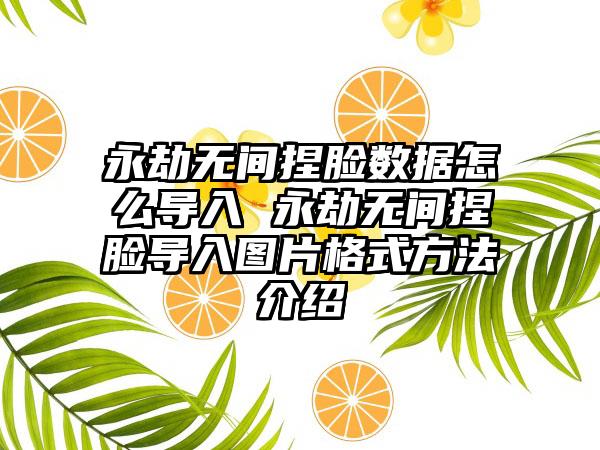 永劫无间捏脸数据怎么导入 永劫无间捏脸导入图片格式方法介绍