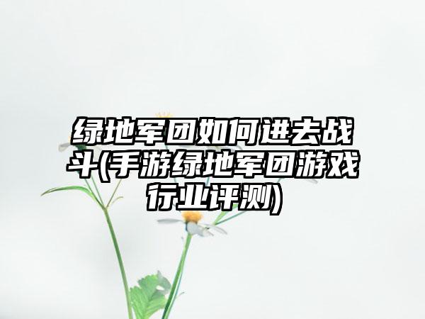 绿地军团如何进去战斗(手游绿地军团游戏行业评测)