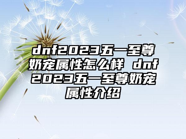 dnf2023五一至尊奶宠属性怎么样 dnf2023五一至尊奶宠属性介绍