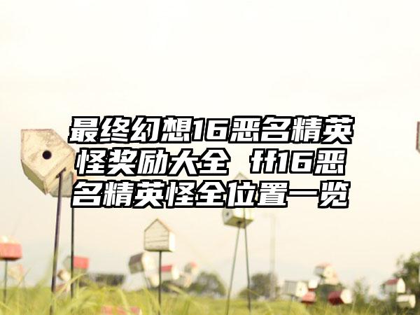 最终幻想16恶名精英怪奖励大全 ff16恶名精英怪全位置一览