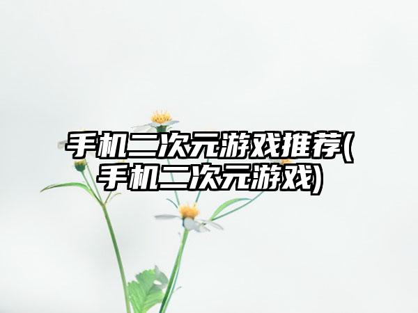 手机二次元游戏推荐(手机二次元游戏)
