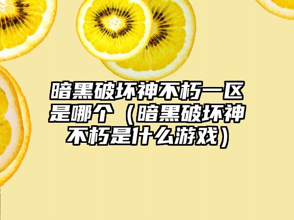 暗黑破坏神不朽一区是哪个（暗黑破坏神不朽是什么游戏）