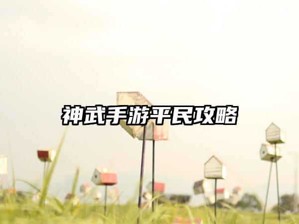 神武手游平民攻略