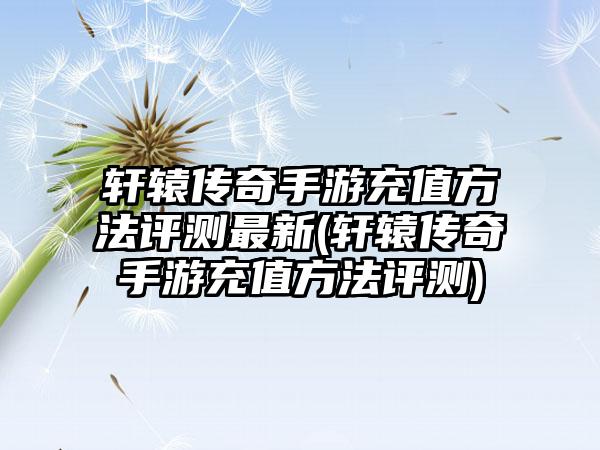 轩辕传奇手游充值方法评测最新(轩辕传奇手游充值方法评测)