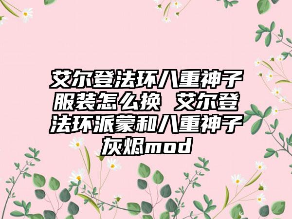 艾尔登法环八重神子服装怎么换 艾尔登法环派蒙和八重神子灰烬mod