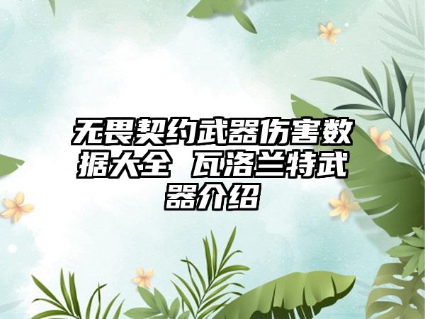 无畏契约武器伤害数据大全 瓦洛兰特武器介绍