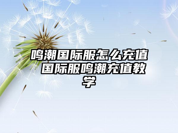 鸣潮国际服怎么充值 国际服鸣潮充值教学