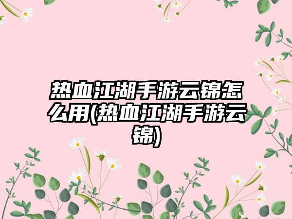 热血江湖手游云锦怎么用(热血江湖手游云锦)