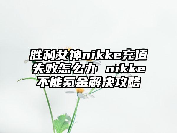 胜利女神nikke充值失败怎么办 nikke不能氪金解决攻略
