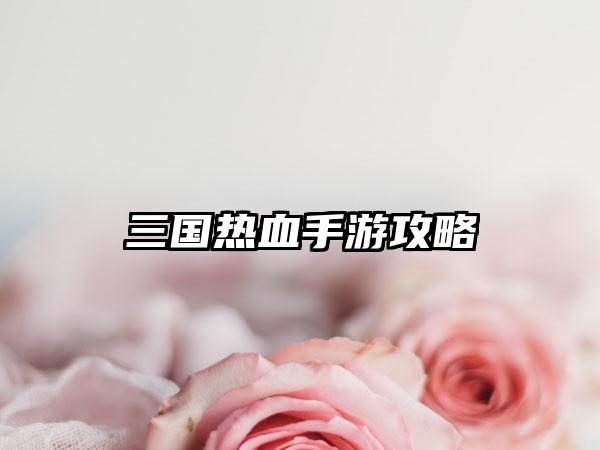 三国热血手游攻略