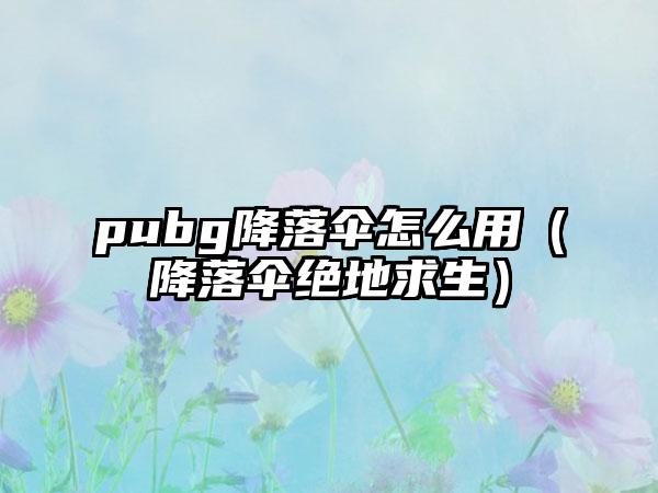 pubg降落伞怎么用（降落伞绝地求生）