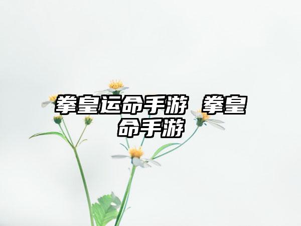 拳皇运命手游 拳皇命手游