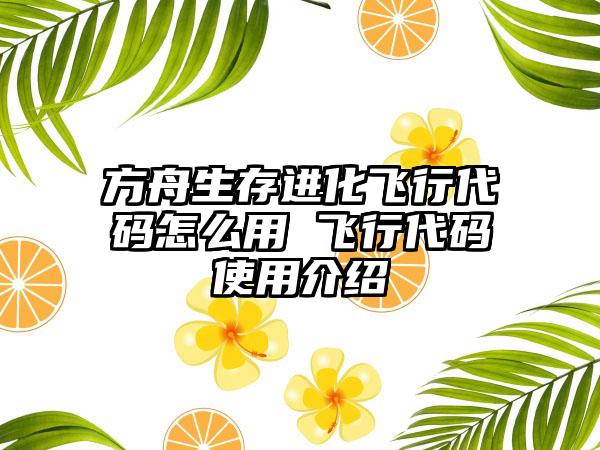 方舟生存进化飞行代码怎么用 飞行代码使用介绍