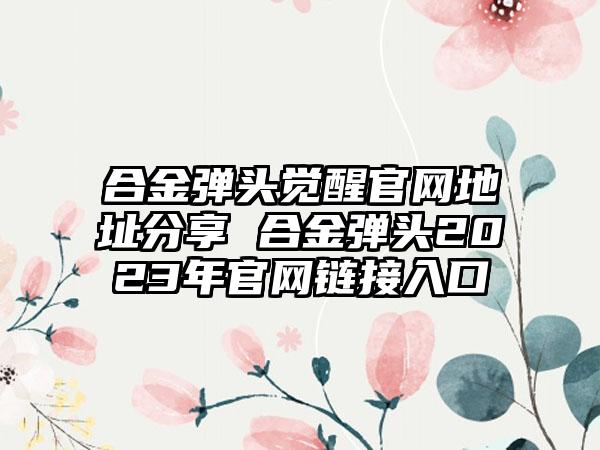 合金弹头觉醒官网地址分享 合金弹头2023年官网链接入口