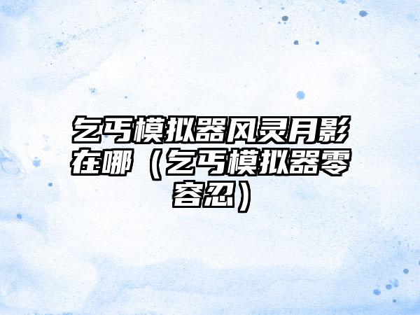 乞丐模拟器风灵月影在哪（乞丐模拟器零容忍）