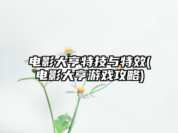 电影大亨特技与特效(电影大亨游戏攻略)