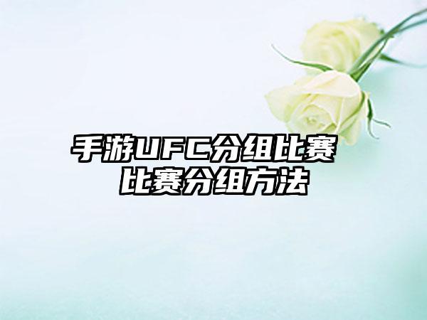 手游UFC分组比赛 比赛分组方法
