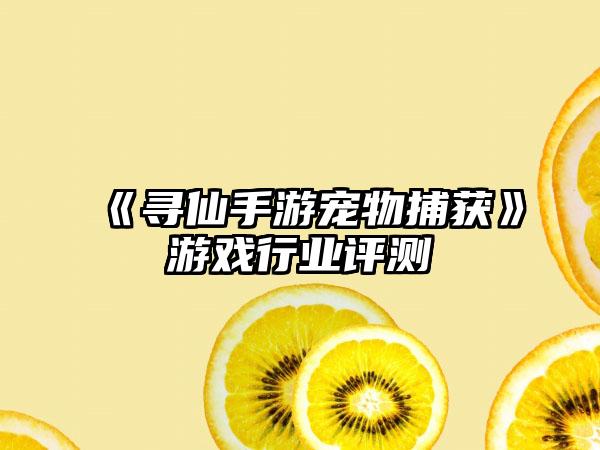 《寻仙手游宠物捕获》游戏行业评测
