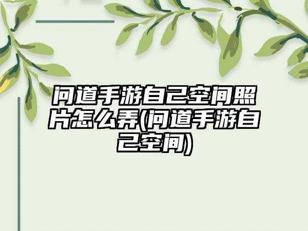 问道手游自己空间照片怎么弄(问道手游自己空间)