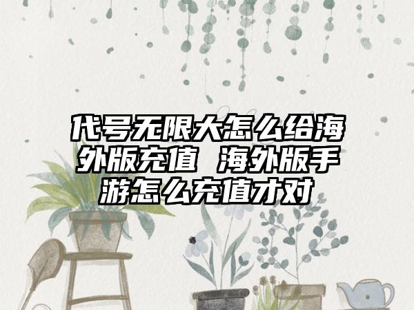 代号无限大怎么给海外版充值 海外版手游怎么充值才对