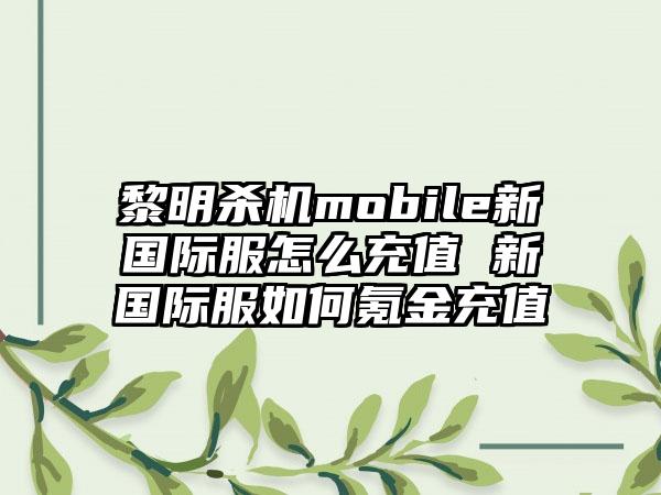 黎明杀机mobile新国际服怎么充值 新国际服如何氪金充值