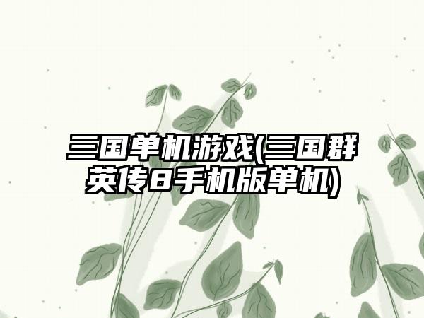 三国单机游戏(三国群英传8手机版单机)