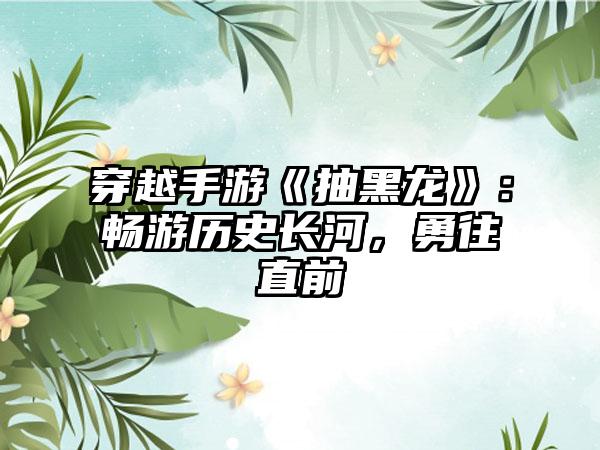穿越手游《抽黑龙》：畅游历史长河，勇往直前