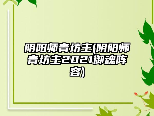 阴阳师青坊主(阴阳师青坊主2021御魂阵容)