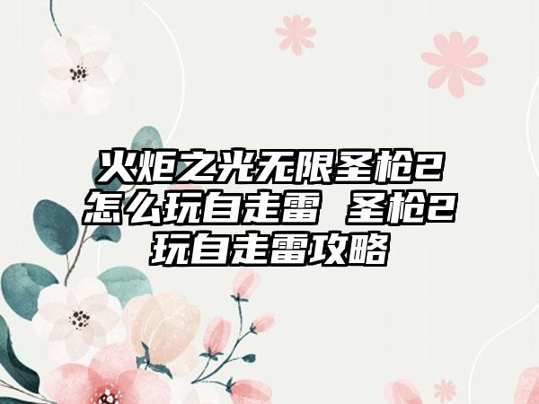 火炬之光无限圣枪2怎么玩自走雷 圣枪2玩自走雷攻略