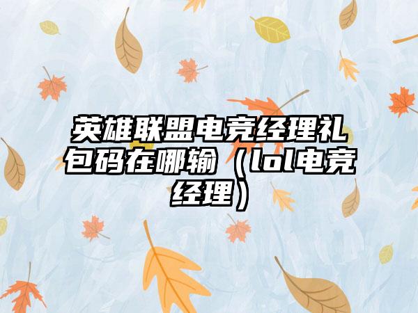 英雄联盟电竞经理礼包码在哪输（lol电竞经理）