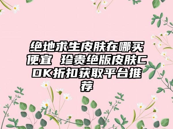 绝地求生皮肤在哪买便宜 珍贵绝版皮肤CDK折扣获取平台推荐