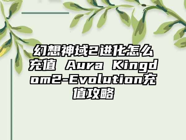 幻想神域2进化怎么充值 Aura Kingdom2-Evolution充值攻略