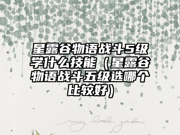 星露谷物语战斗5级学什么技能（星露谷物语战斗五级选哪个比较好）