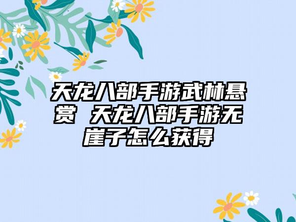 天龙八部手游武林悬赏 天龙八部手游无崖子怎么获得