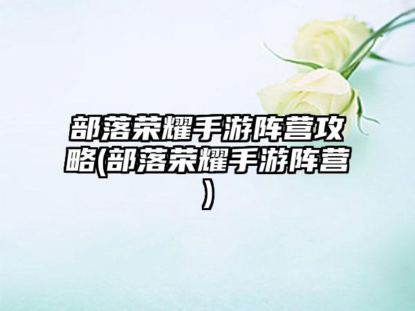 部落荣耀手游阵营攻略(部落荣耀手游阵营)