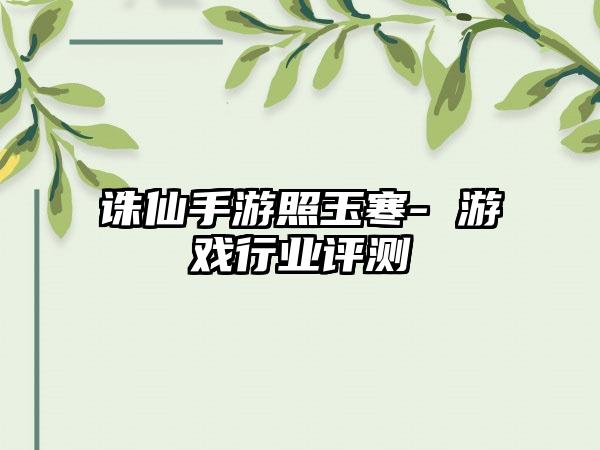 诛仙手游照玉寒- 游戏行业评测