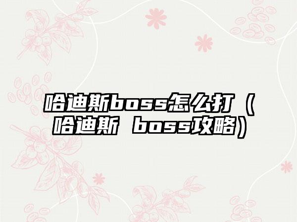 哈迪斯boss怎么打（哈迪斯 boss攻略）