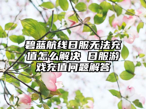 碧蓝航线日服无法充值怎么解决 日服游戏充值问题解答
