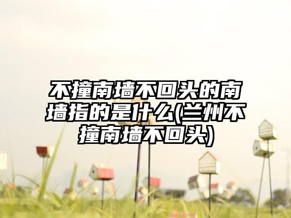 不撞南墙不回头的南墙指的是什么(兰州不撞南墙不回头)