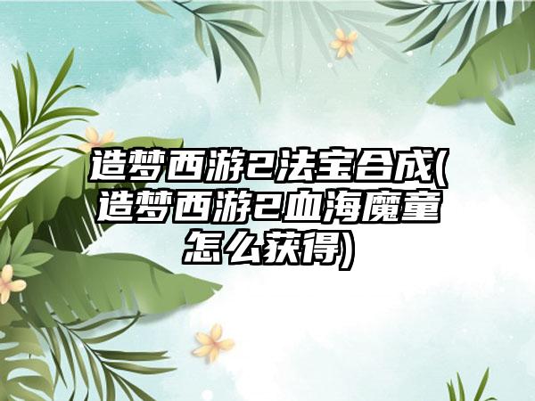造梦西游2法宝合成(造梦西游2血海魔童怎么获得)