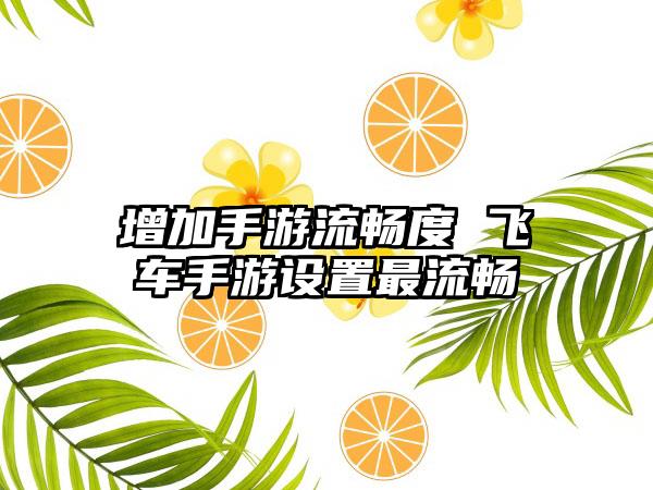 增加手游流畅度 飞车手游设置最流畅