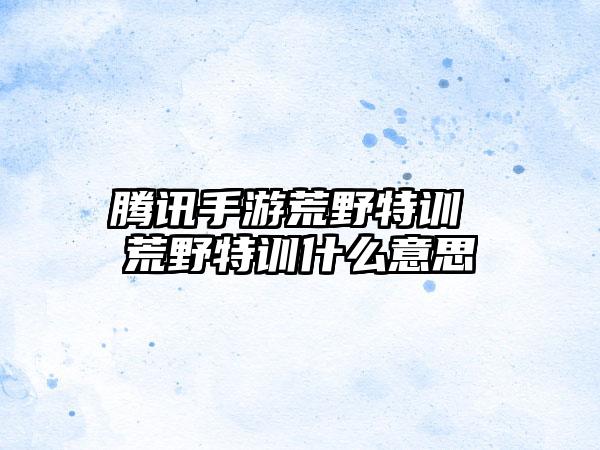 腾讯手游荒野特训 荒野特训什么意思