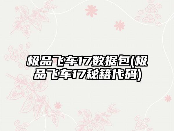 极品飞车17数据包(极品飞车17秘籍代码)
