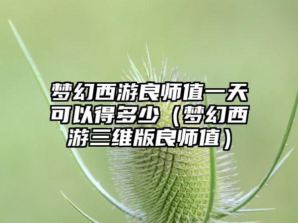 梦幻西游良师值一天可以得多少（梦幻西游三维版良师值）