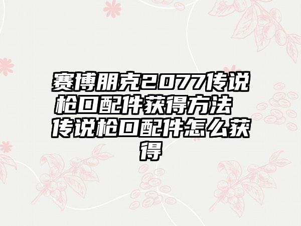 赛博朋克2077传说枪口配件获得方法 传说枪口配件怎么获得
